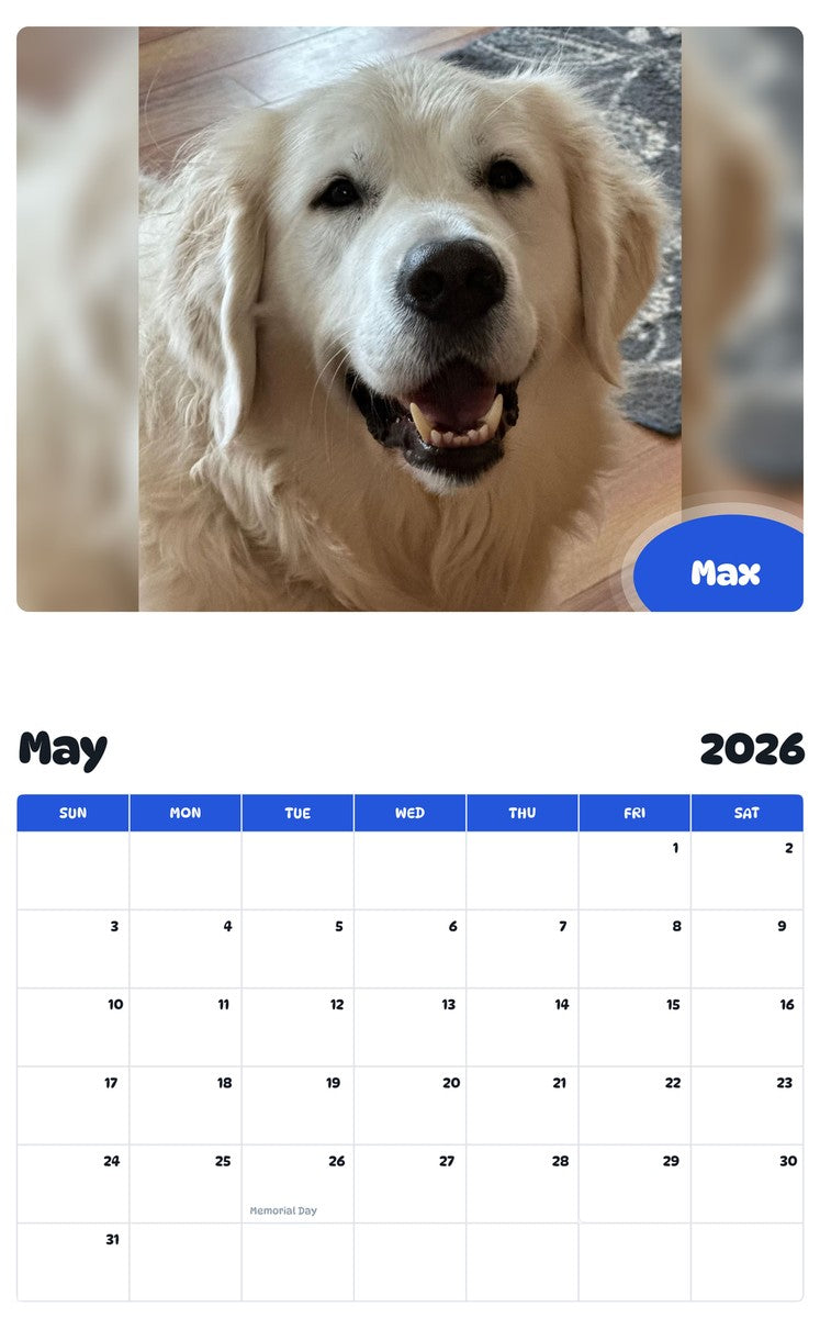 2026 - 2027 Max - Pawidols Pet Calendar