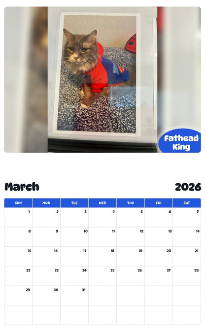 November 2025 - October 2026 Fathead King - Pawidols Pet Calendar