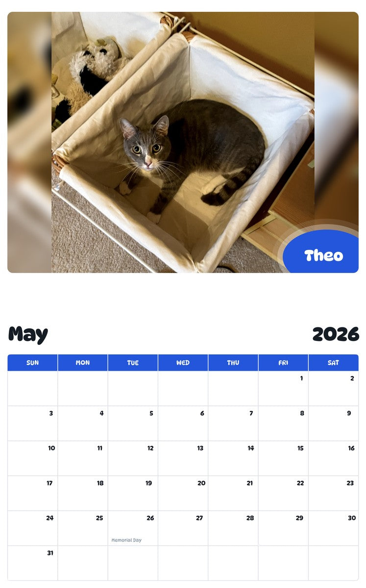 2026 - 2027 Theo - Pawidols Pet Calendar