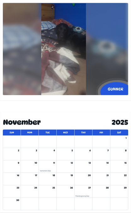 July 2025 - June 2026 Gunner - Pawidols Pet Calendar