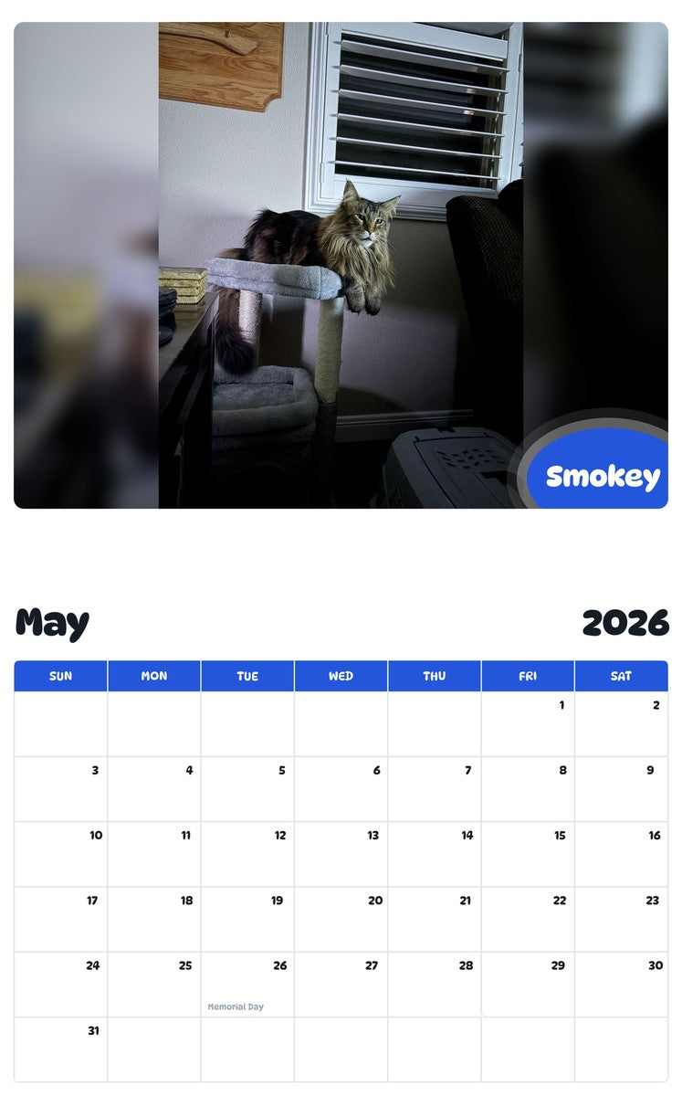 2026 - 2027 Smokey - Pawidols Pet Calendar