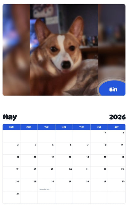 2026 - 2027 Ein - Pawidols Pet Calendar