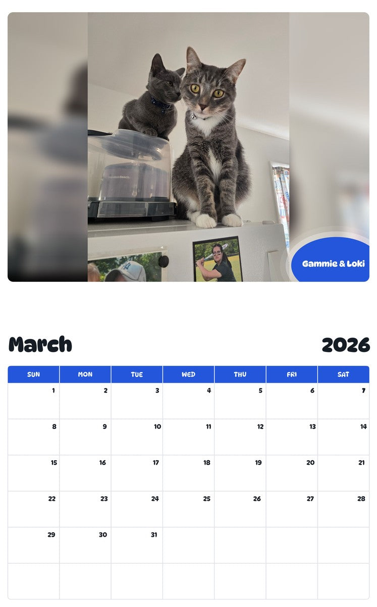 November 2025 - October 2026 Gammie & Loki - Pawidols Pet Calendar