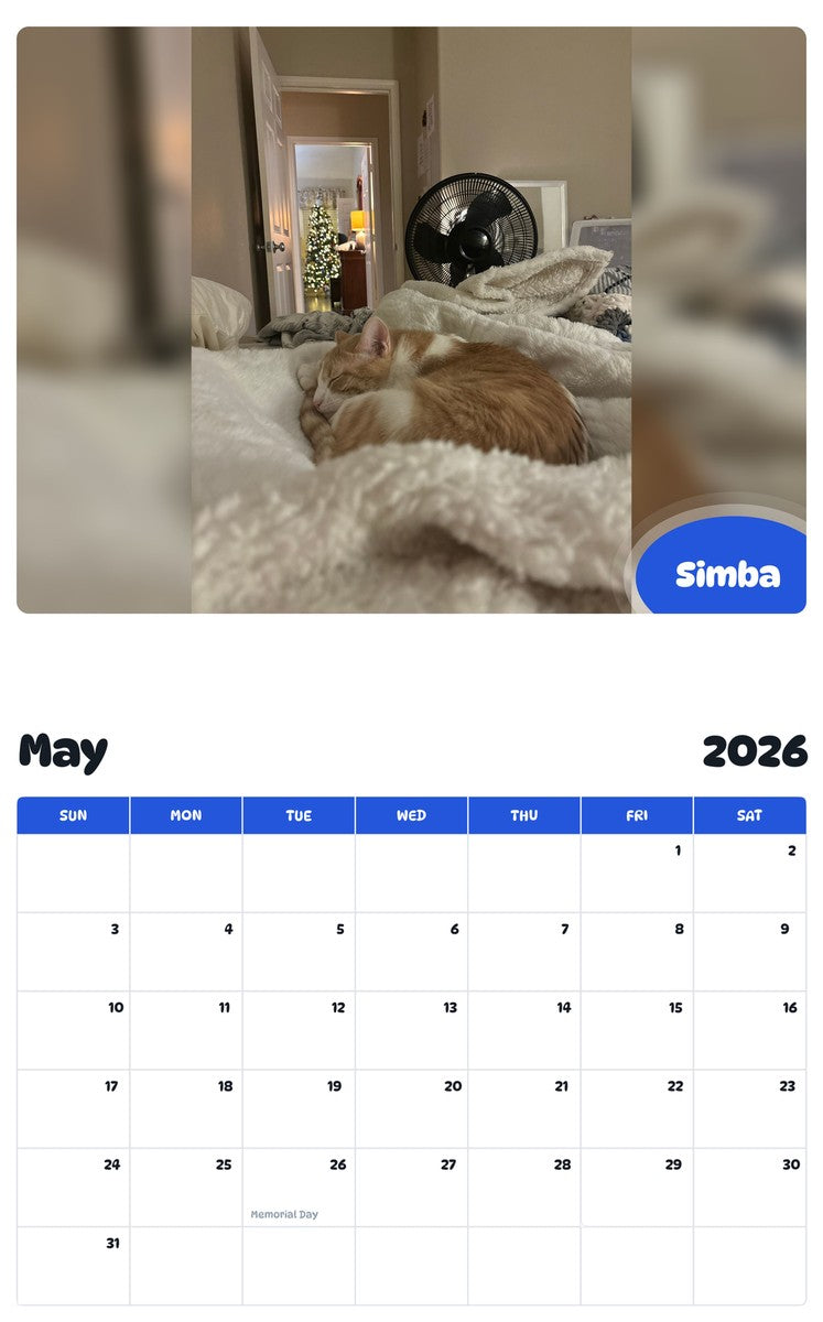 2026 - 2027 Simba - Pawidols Pet Calendar