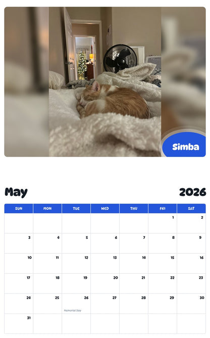 2026 - 2027 Simba - Pawidols Pet Calendar