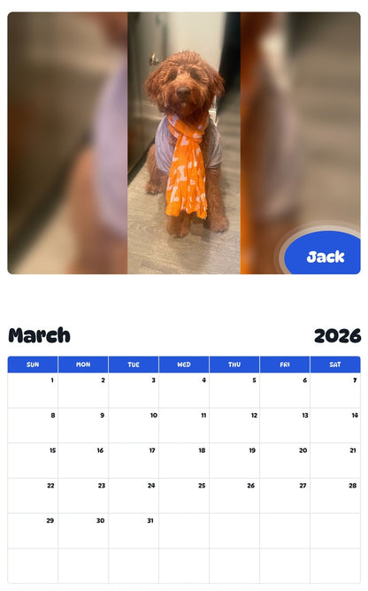 November 2025 - October 2026 Jack - Pawidols Pet Calendar
