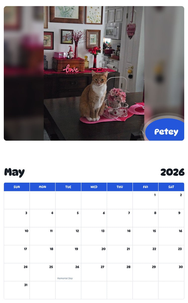 2026 - 2027 Petey - Pawidols Pet Calendar