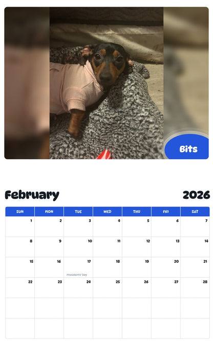 October 2025 - September 2026 Bits - Pawidols Pet Calendar