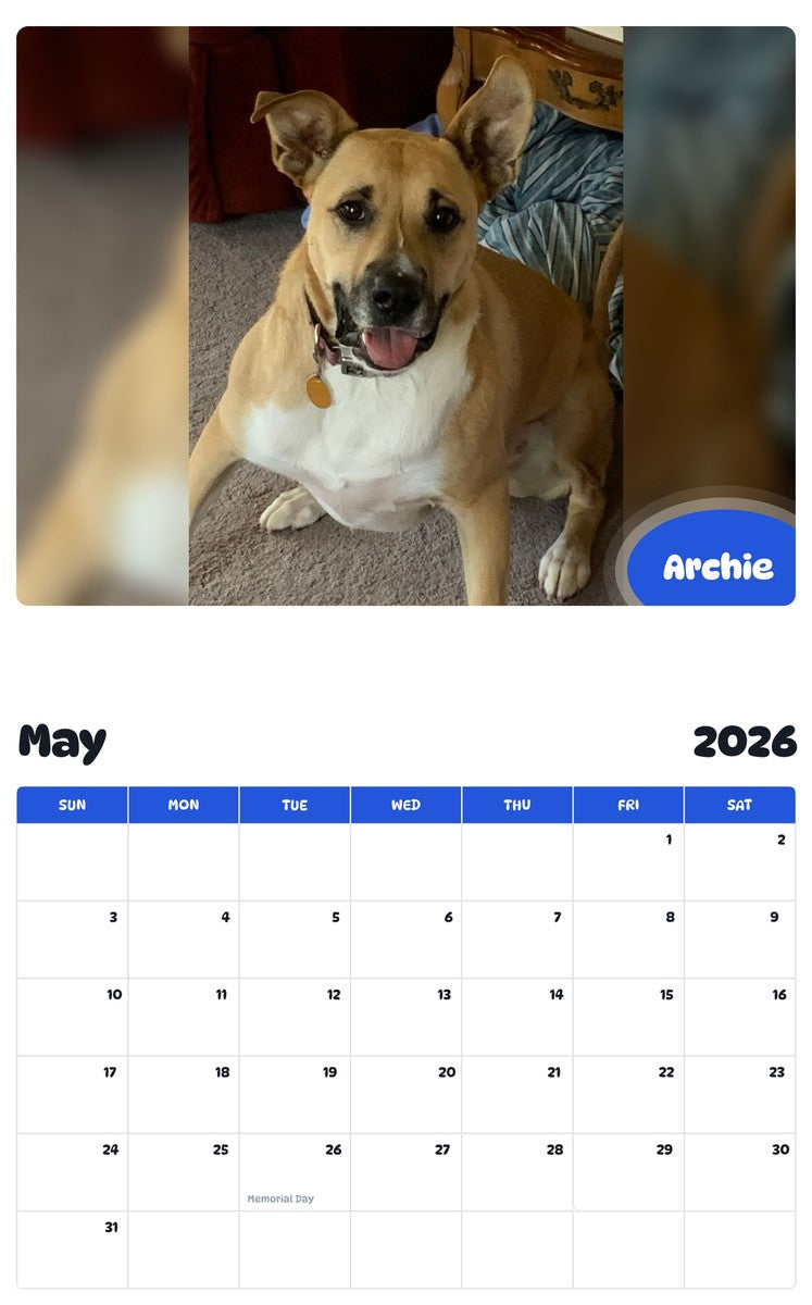 2026 - 2027 Archie - Pawidols Pet Calendar