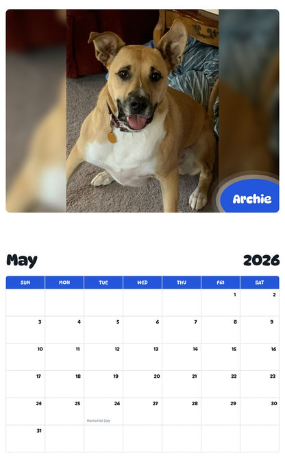 2026 - 2027 Archie - Pawidols Pet Calendar