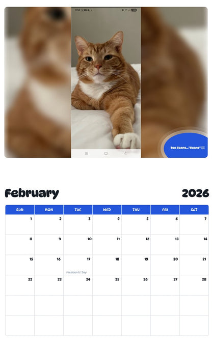 October 2025 - September 2026 Toe Beans..."Beans" 🫘 - Pawidols Pet Calendar
