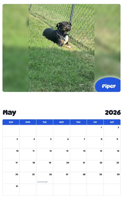 2026 - 2027 Piper - Pawidols Pet Calendar