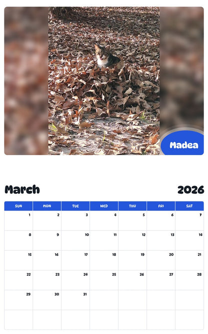 November 2025 - October 2026 Madea - Pawidols Pet Calendar
