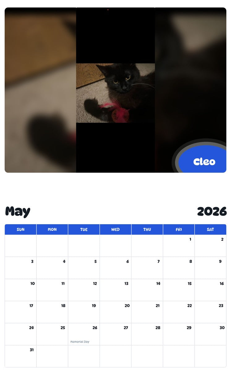 2026 - 2027 Cleo - Pawidols Pet Calendar