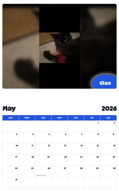 2026 - 2027 Cleo - Pawidols Pet Calendar