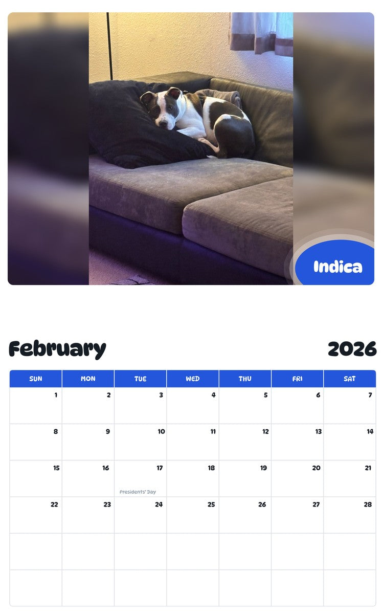 October 2025 - September 2026 Indica - Pawidols Pet Calendar
