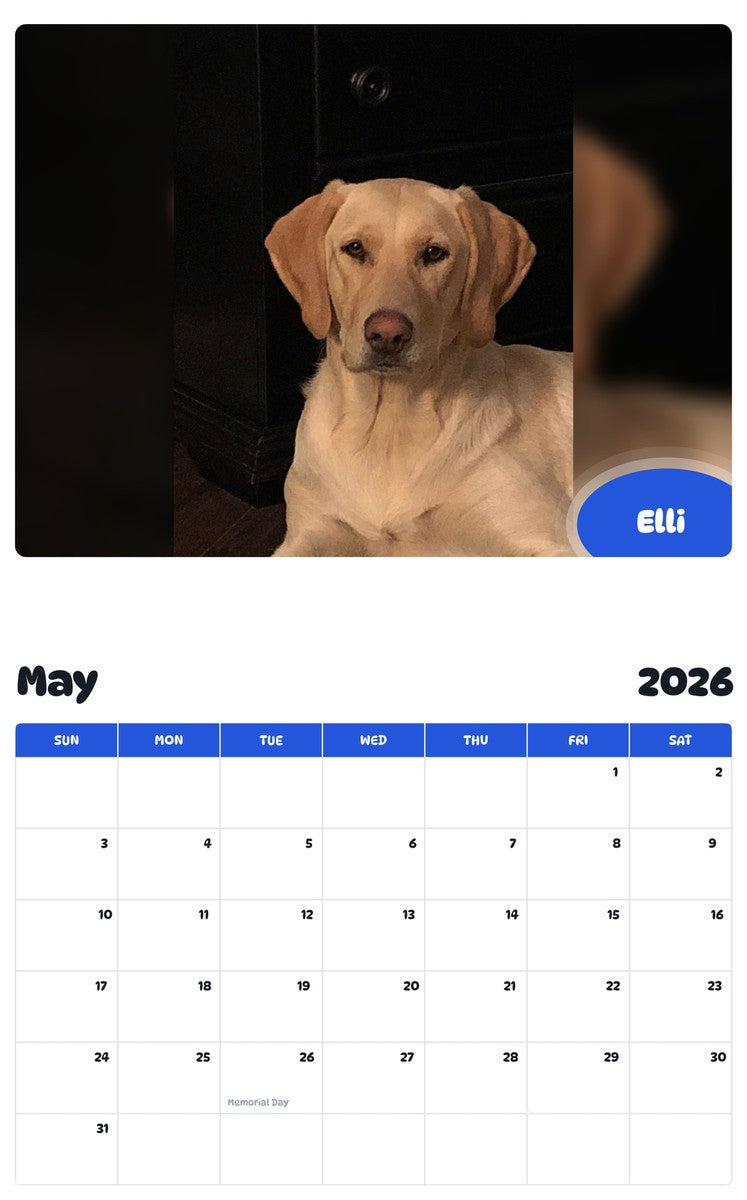 2026 - 2027 Elli - Pawidols Pet Calendar