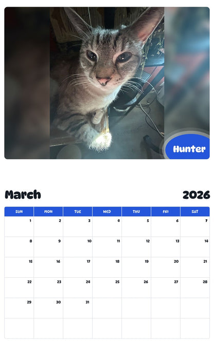 November 2025 - October 2026 Hunter - Pawidols Pet Calendar