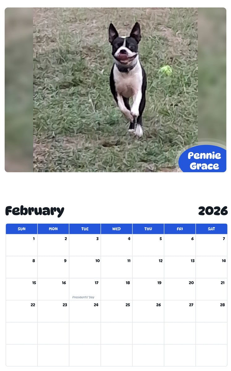 October 2025 - September 2026 Pennie Grace - Pawidols Pet Calendar