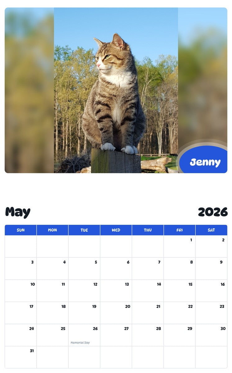 2026 - 2027 Jenny - Pawidols Pet Calendar