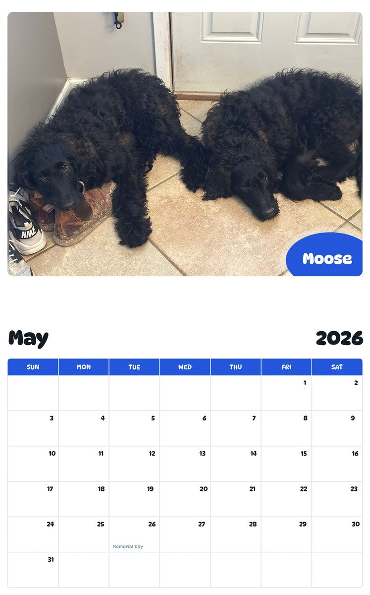 2026 - 2027 Moose - Pawidols Pet Calendar