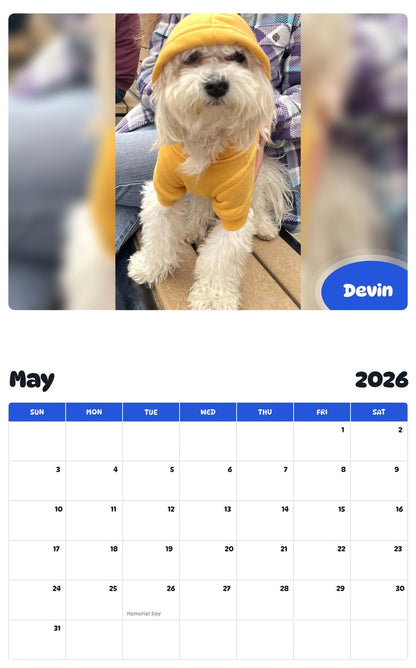 2026 - 2027 Devin - Pawidols Pet Calendar