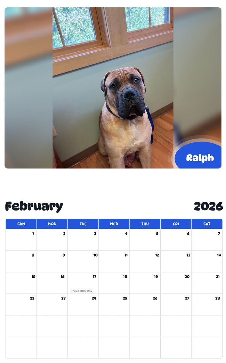 October 2025 - September 2026 Ralph - Pawidols Pet Calendar