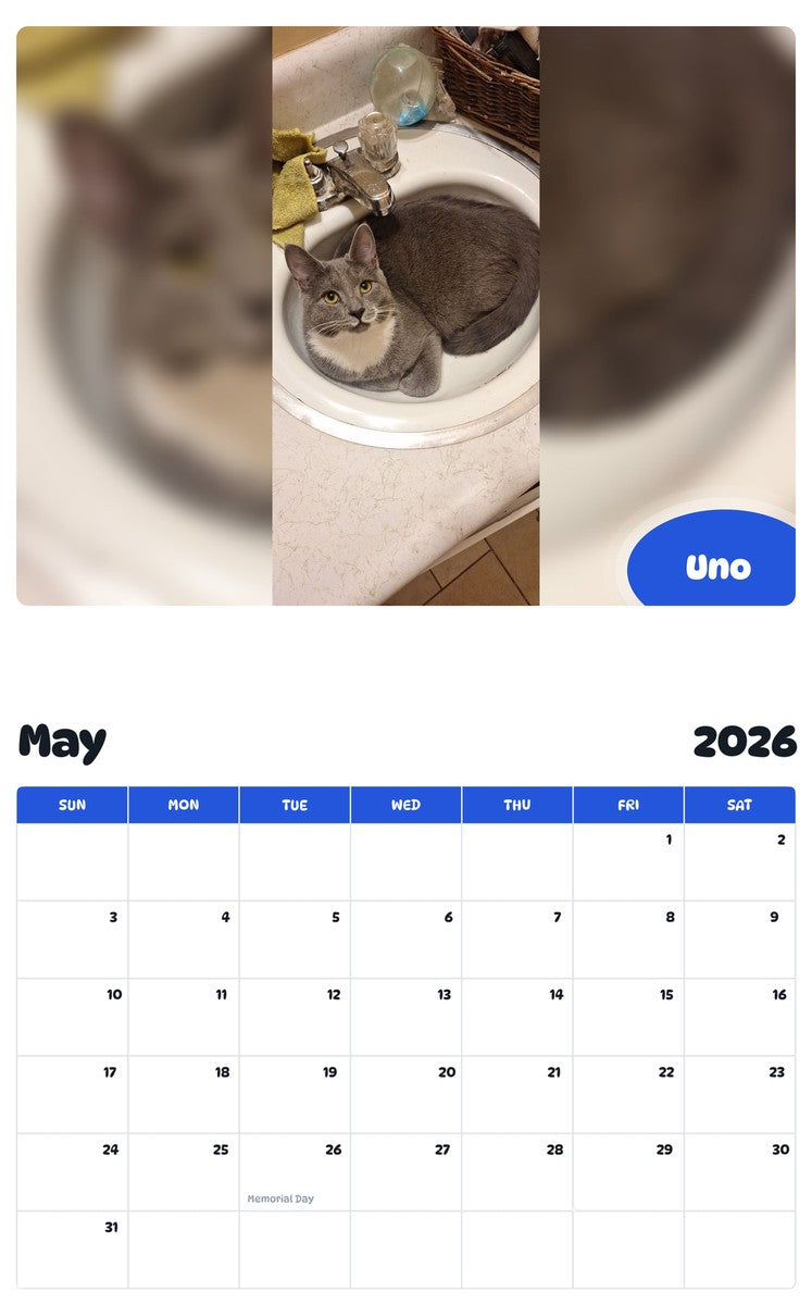 2026 - 2027 Uno - Pawidols Pet Calendar