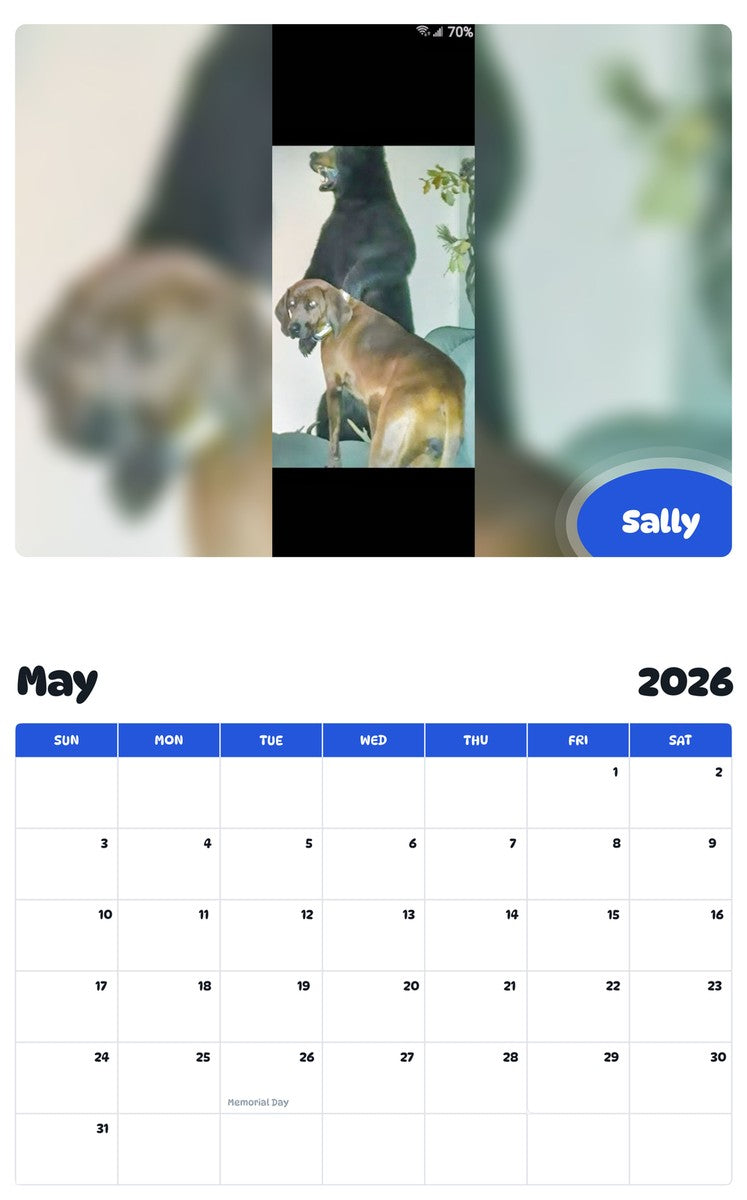 2026 - 2027 Sally - Pawidols Pet Calendar