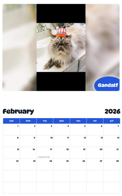 October 2025 - September 2026 Gandalf - Pawidols Pet Calendar