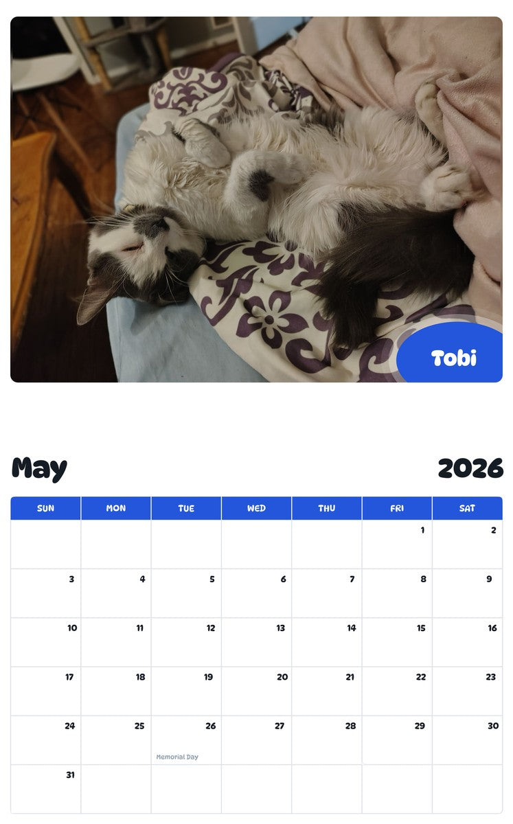 2026 - 2027 Tobi - Pawidols Pet Calendar