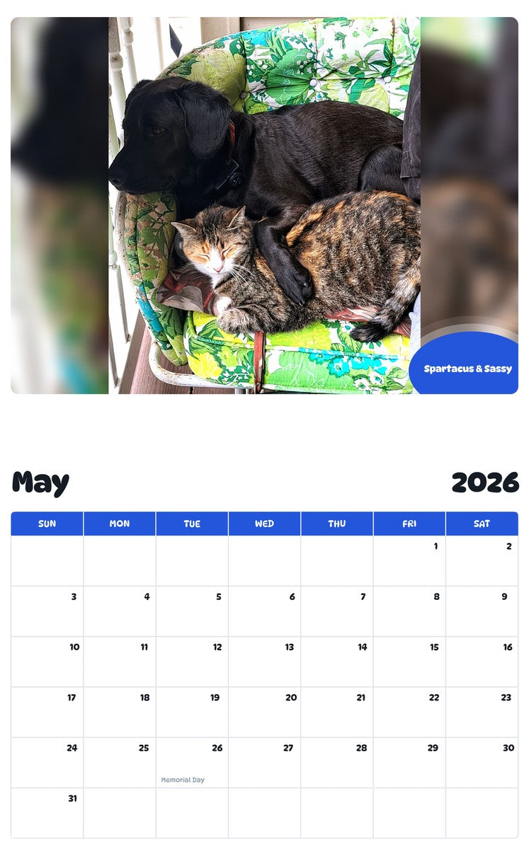 2026 - 2027 Spartacus & Sassy - Pawidols Pet Calendar