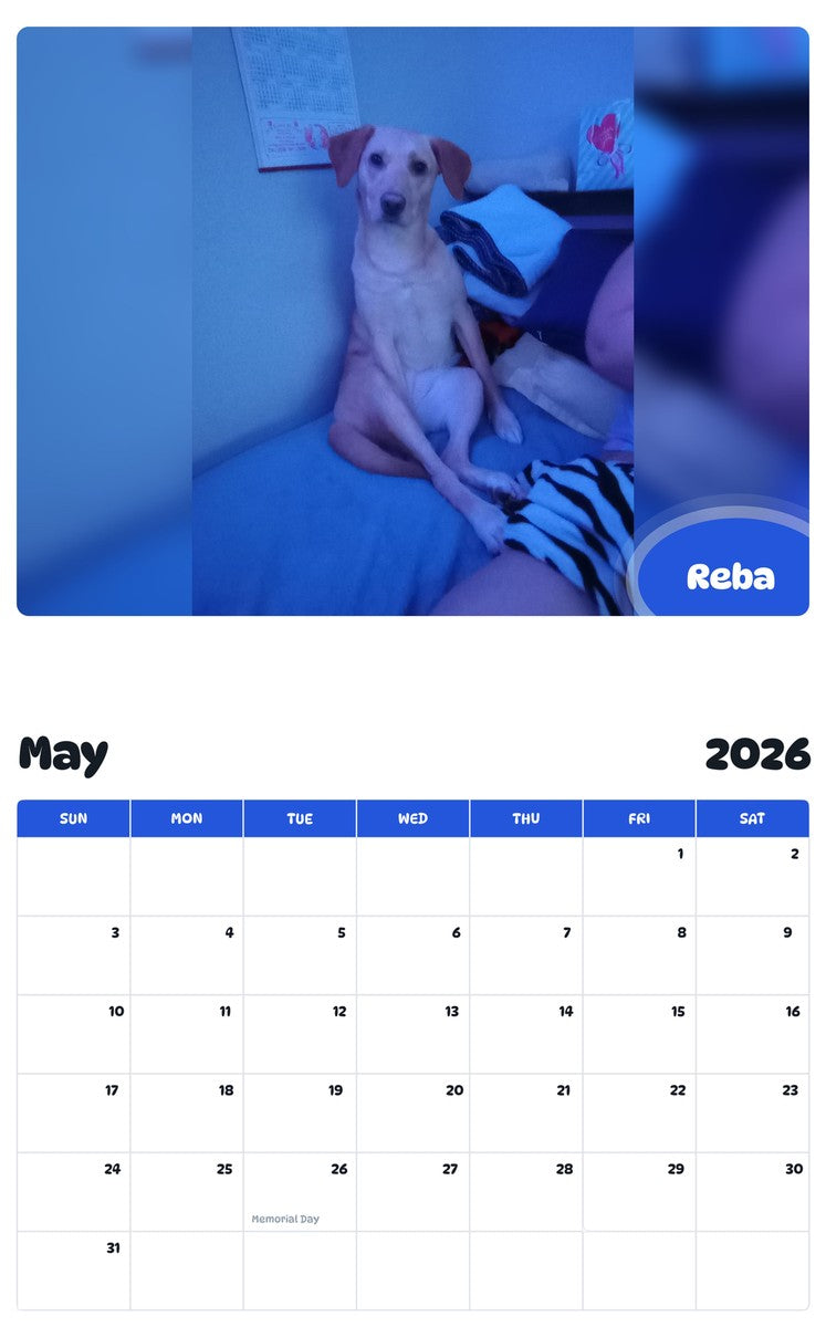 2026 - 2027 Reba - Pawidols Pet Calendar