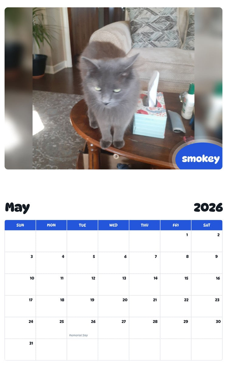 2026 - 2027 smokey - Pawidols Pet Calendar