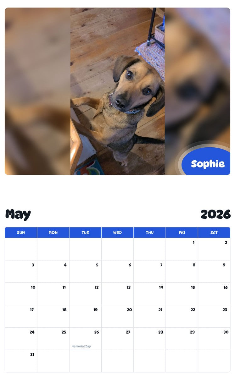 2026 - 2027 Sophie - Pawidols Pet Calendar