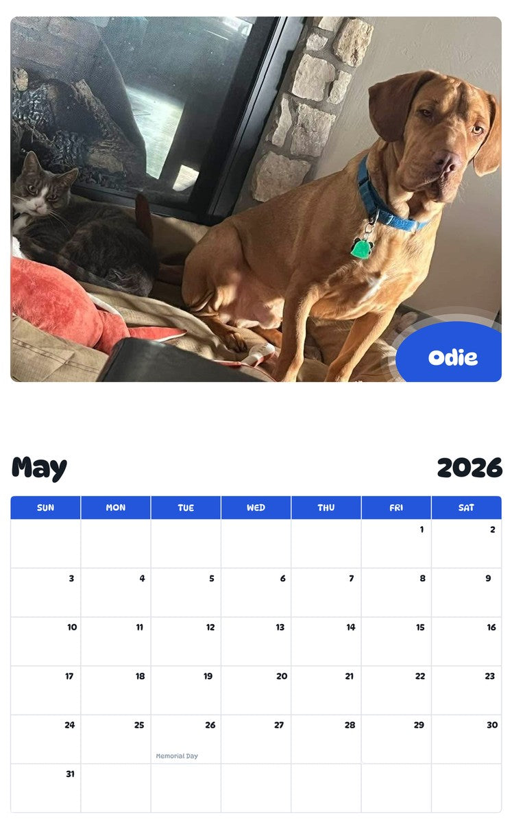2026 - 2027 Odie - Pawidols Pet Calendar