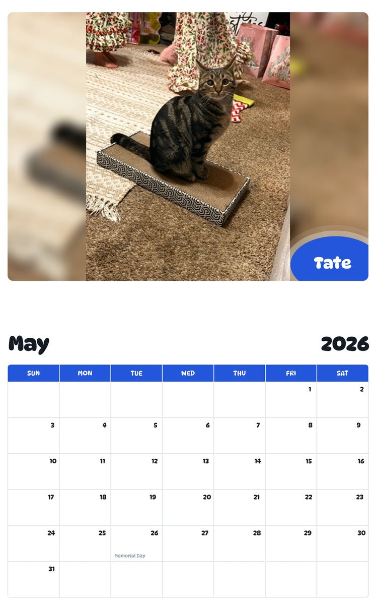 2026 - 2027 Tate - Pawidols Pet Calendar