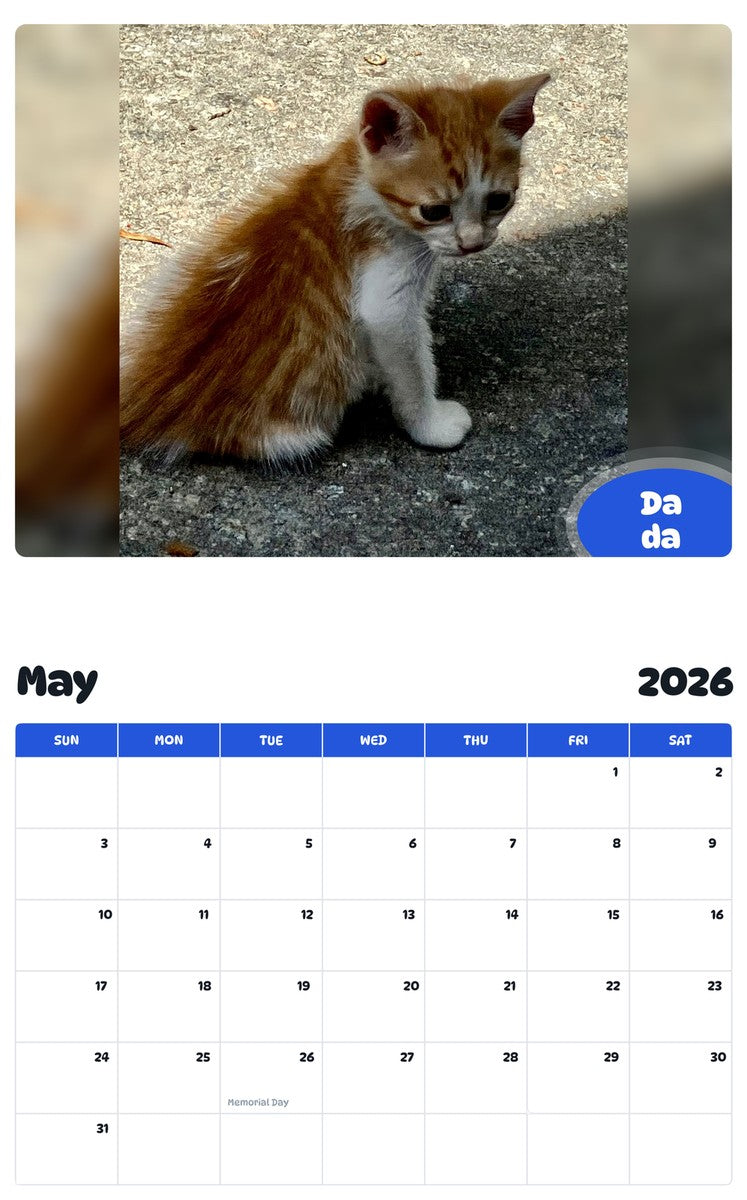 2026 - 2027 Da da - Pawidols Pet Calendar