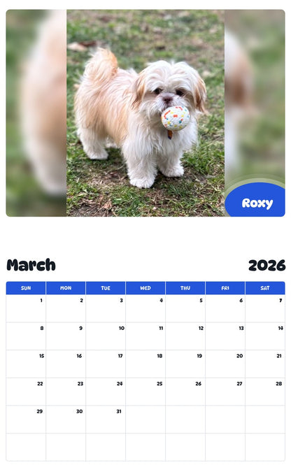 November 2025 - October 2026 Roxy - Pawidols Pet Calendar