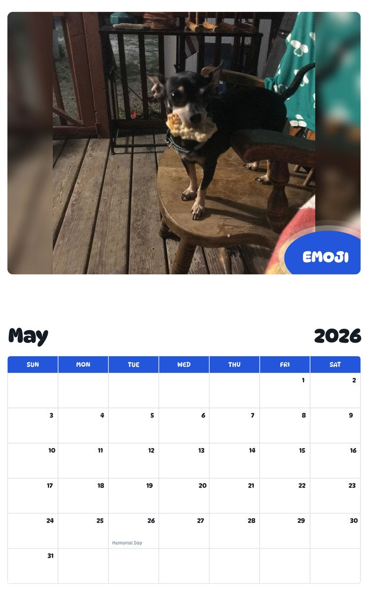 2026 - 2027 EMOJI - Pawidols Pet Calendar