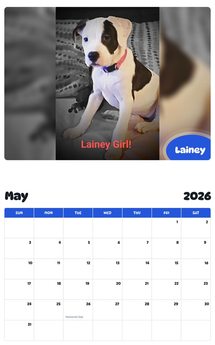 2026 - 2027 Lainey - Pawidols Pet Calendar