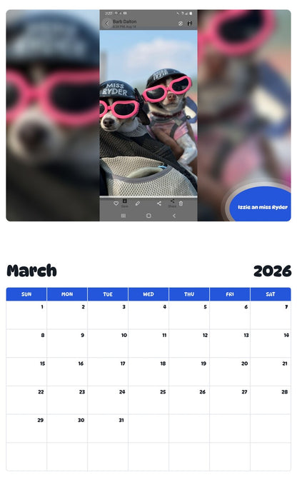 November 2025 - October 2026 Izzie an miss Ryder - Pawidols Pet Calendar