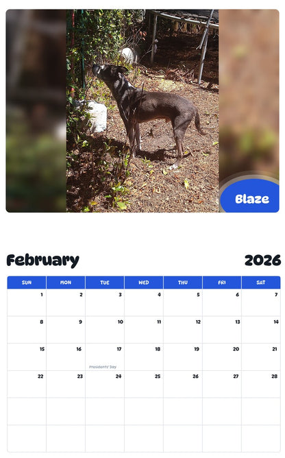 October 2025 - September 2026 Blaze - Pawidols Pet Calendar