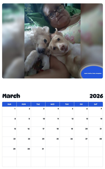 November 2025 - October 2026 Wyatt, Mattie, Trixie, Josephine - Pawidols Pet Calendar