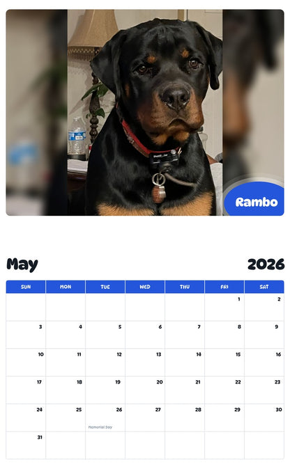 2026 - 2027 Rambo - Pawidols Pet Calendar