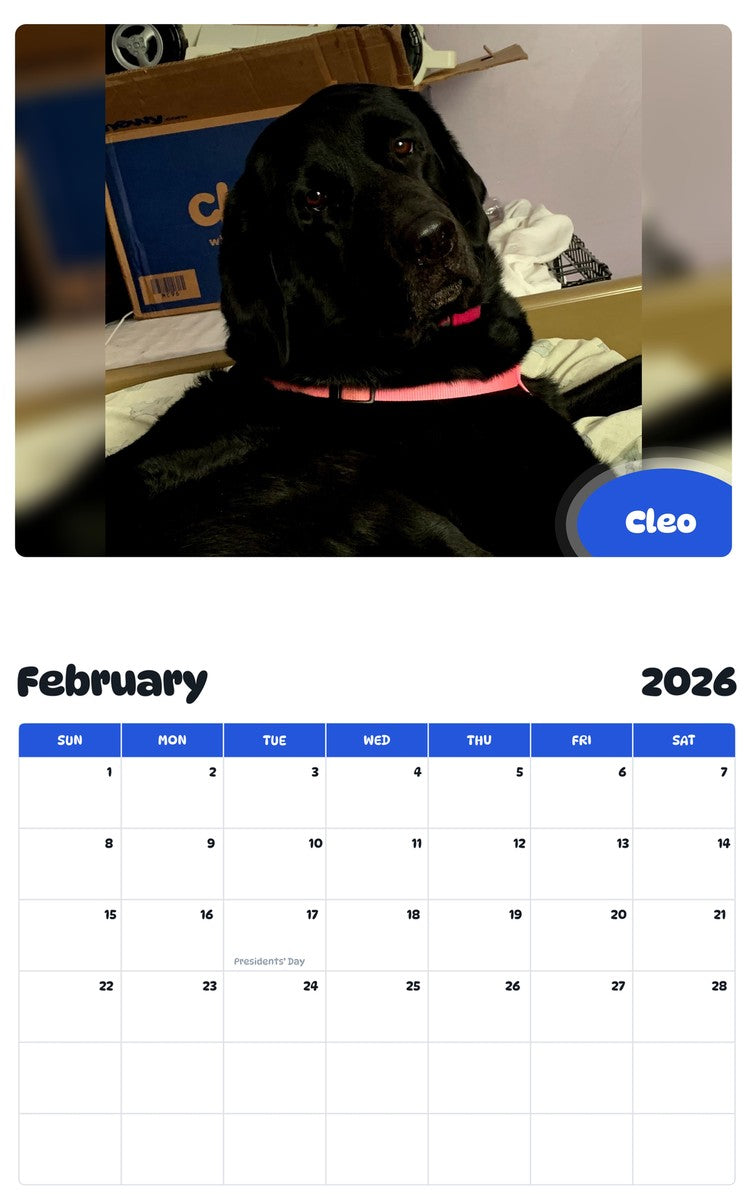 October 2025 - September 2026 Cleo - Pawidols Pet Calendar
