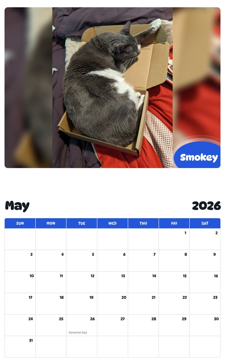 2026 - 2027 Smokey - Pawidols Pet Calendar