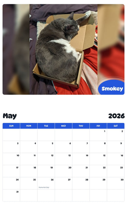 2026 - 2027 Smokey - Pawidols Pet Calendar