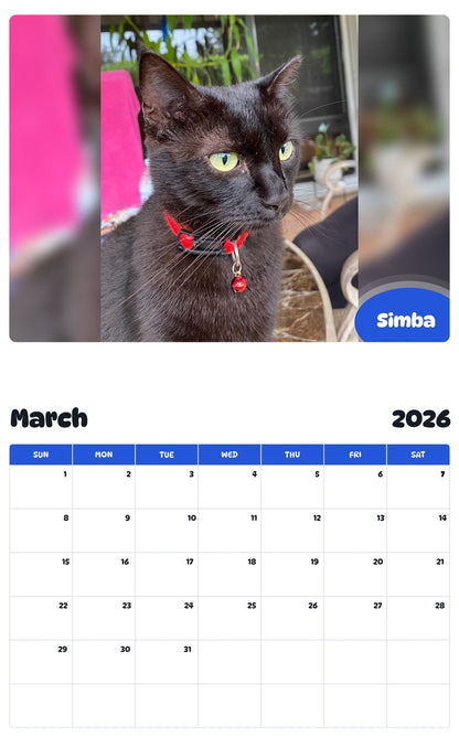November 2025 - October 2026 Simba - Pawidols Pet Calendar
