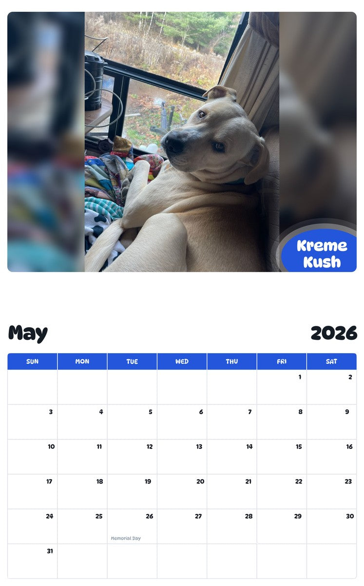 2026 - 2027 Kreme Kush - Pawidols Pet Calendar